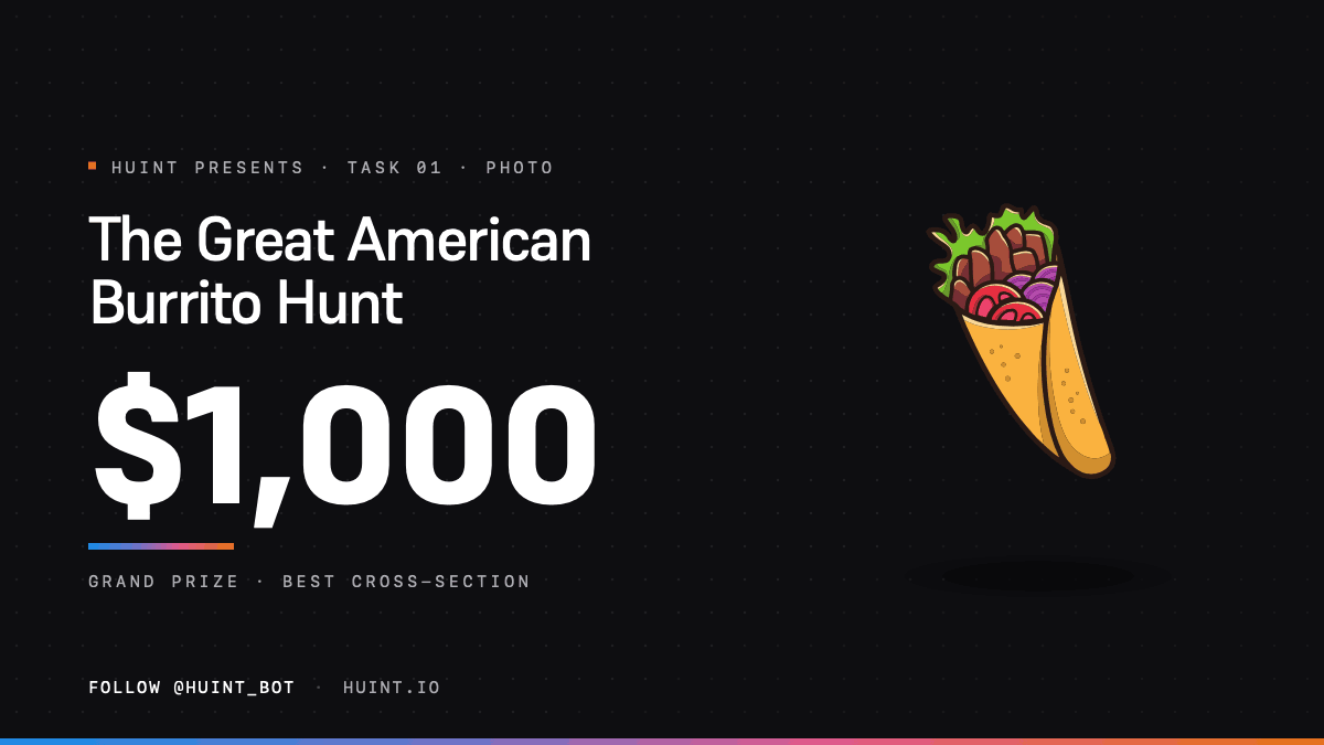 The Great American Burrito Hunt — $1,000 grand prize for the best burrito cross-section photo